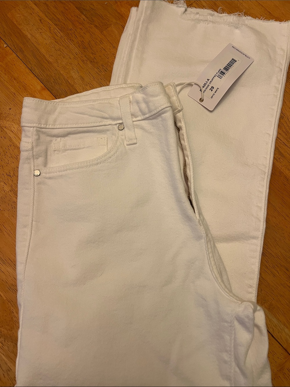 Just Black Denim Optic White Cropped Flare Jeans